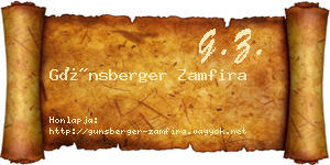 Günsberger Zamfira névjegykártya